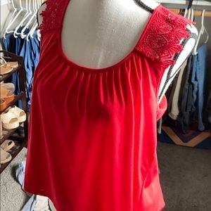 Red exposed back lease top